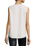 Marcia Sleeveless Lace-Up Crepe Top