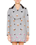 Long-Sleeve Shawl-Collar Coat, Gray