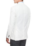 Waffle-Stitch Cotton Two-Button Sport Coat, White