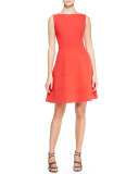 Boat-Neck Dress with Full Skirt, Persimmon