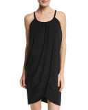 Draped Coverup Dress, Black, Plus Size