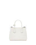 Mini Saffiano Cuir Tote Bag, White/Black (Talco+Nero)