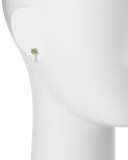 Pavé Diamond & Green Garnet Palm Tree Single Stud Earring