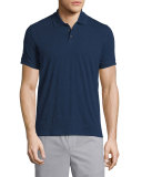 Solid Short-Sleeve Polo Shirt, Indigo