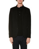 Chalk-Stripe Two-Button Jacket, Black
