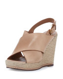 Cora Leather Espadrille Wedge Sandal, Bone