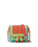 Claudie Colorblock Tassel Crossbody Bag, Aqua