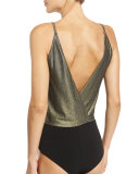 The Deep V Bodysuit, Gold