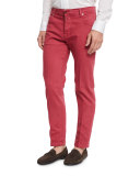 Twill Five-Pocket Pants, Watermelon Red