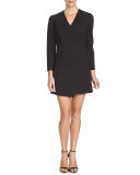 Long-Sleeve Faux-Wrap Dress