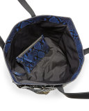 Wingman Snake-Embossed Tote Bag, Cobalt/Multi
