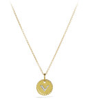 "V" Pendant with Diamonds in Gold on Chain