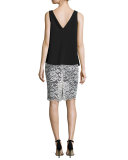 Paltrow Lace Pencil Skirt, Whitewash/Black