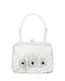 Crocodile Small Floral Frame Bag, White