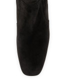 Polly Suede Side-Buckle Ankle Boot, Black