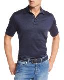 Cotton-Silk Polo Shirt, Medium Blue