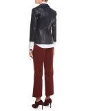 Nolbon Leather Two-Button Jacket, Navy