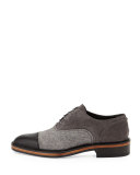 Felt & Suede Lace-Up Oxford, Gray