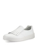 Fringed Leather Slip-On Sneaker