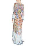 Bell-Sleeve Printed Wrap Maxi Dress, Go Your Own Way