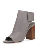 Faye Open-Toe Leather Bootie