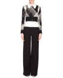 Cero Check Zip-Front Jacket, Black/White