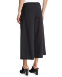 Edie Pleated Wool-Blend Culottes, Black