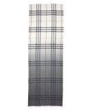 Ombre Wool-Blend Macro Check Scarf, Ivory