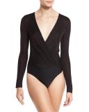 Lala Long-Sleeve Surplice Bodysuit