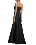 Strapless Sweetheart Satin Gown, Black