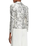 One-Button Floral Jacket, Off White