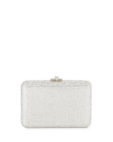 Slim Slide Crystal Evening Clutch Bag, Silver