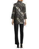 Jacquard Jacket with Graphic Silk Trim 
