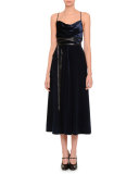 Sleeveless Crisscross-Back Midi Dress, Navy