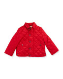 Luke Quilted Snap-Front Jacket, Bright Cherry Red, Size 6M-3