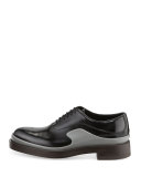 Runway Two-Tone Leather Derby Shoe, Black/Gray