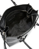Regan Side-Zip Leather Tote Bag, Black
