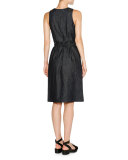 Denim A-Line Midi Dress, Blue
