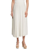 Wide-Leg Pleated Silk Ankle Pants 