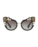 Gradient Embellished Dramatic Cat-Eye Sunglasses