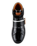 Herick Leather High-Top Sneaker, Black