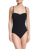 Origami Bandeau One-Piece Swimsuit, Black