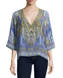 Embellished Crepe V-Neck Top, All A Dream