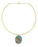 Materica 18K Gold Chrysocolla Pendant Collar Necklace