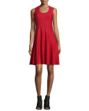Twirl Sleeveless Knit Dress, Red