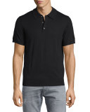 Short-Sleeve Cashmere-Silk Polo Shirt, Black