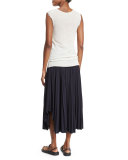 Sleeveless Mesh Raw-Edge Cashmere Tee, Ivory
