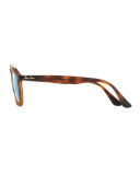 Round Mirrored Brow-Bar Sunglasses