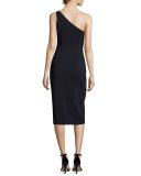 One-Shoulder Colorblock Sheath Dress, Navy/Bellini