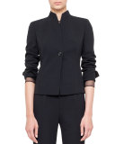 One-Button Jacket with Mandarin Collar